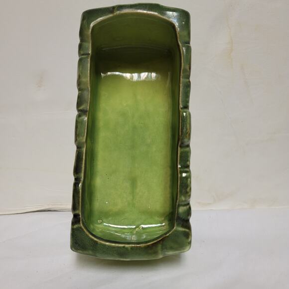 Vintage Stone embossed Oblong 7" Green planter - Picture 2 of 7